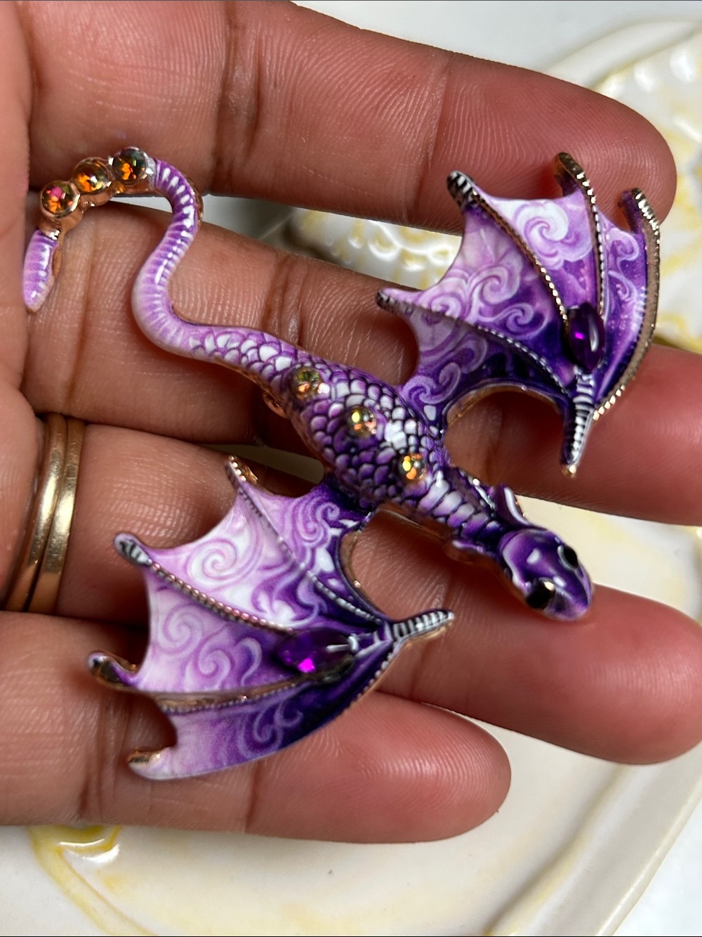 Purple Dragon Reptile brooch